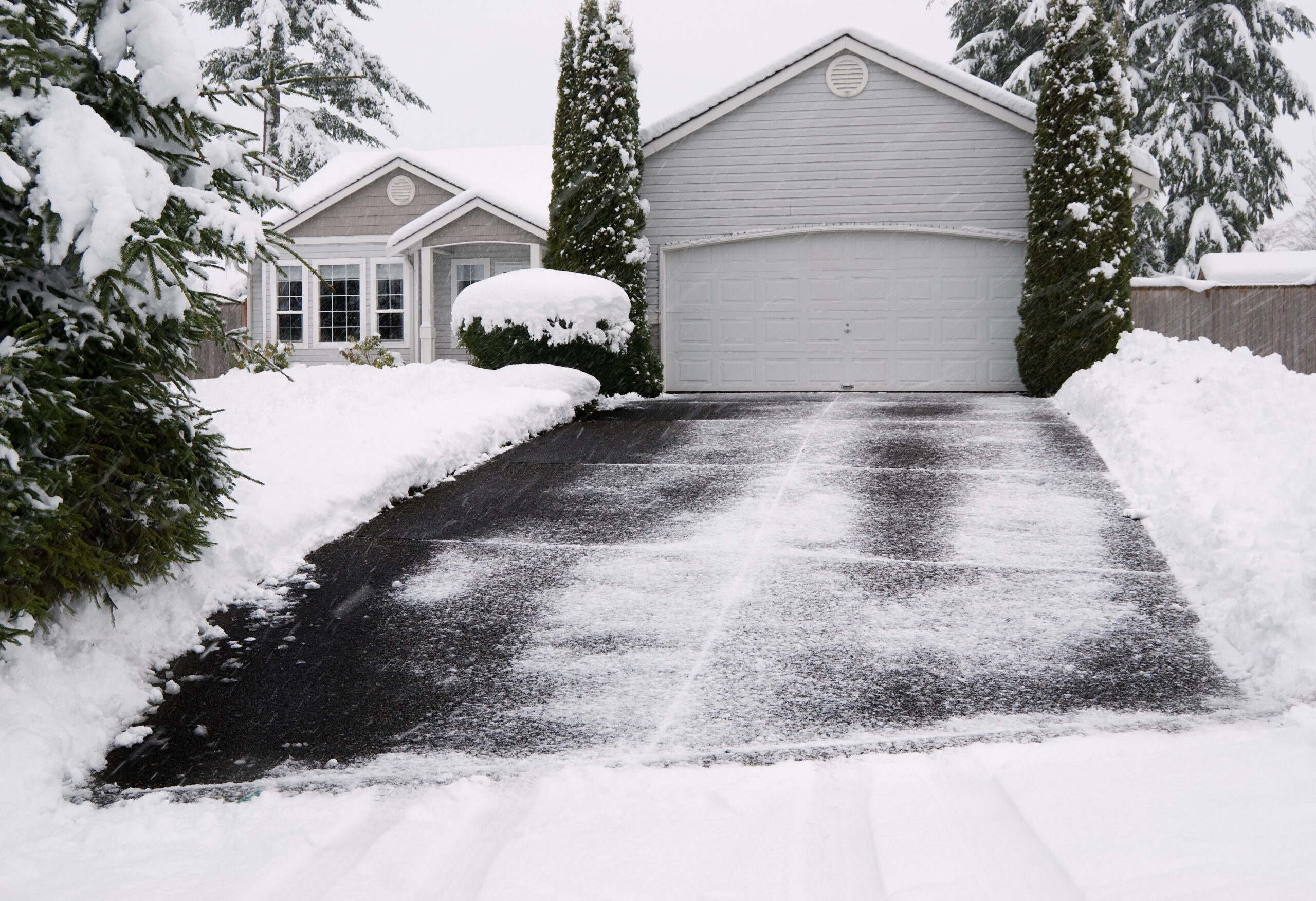 Pacific Northwest driveway during winter weather