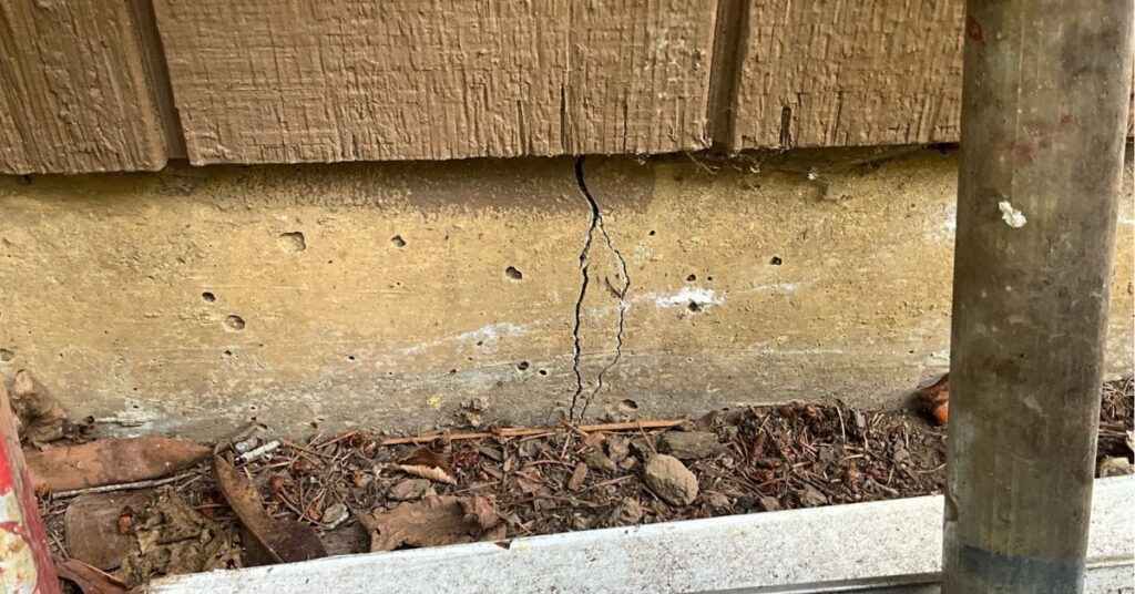 Foundation settlement damage in Seattle caused by soil movement and moisture.