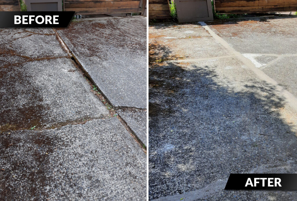 Driveway concrete repair completed at a Portland Oregon home
