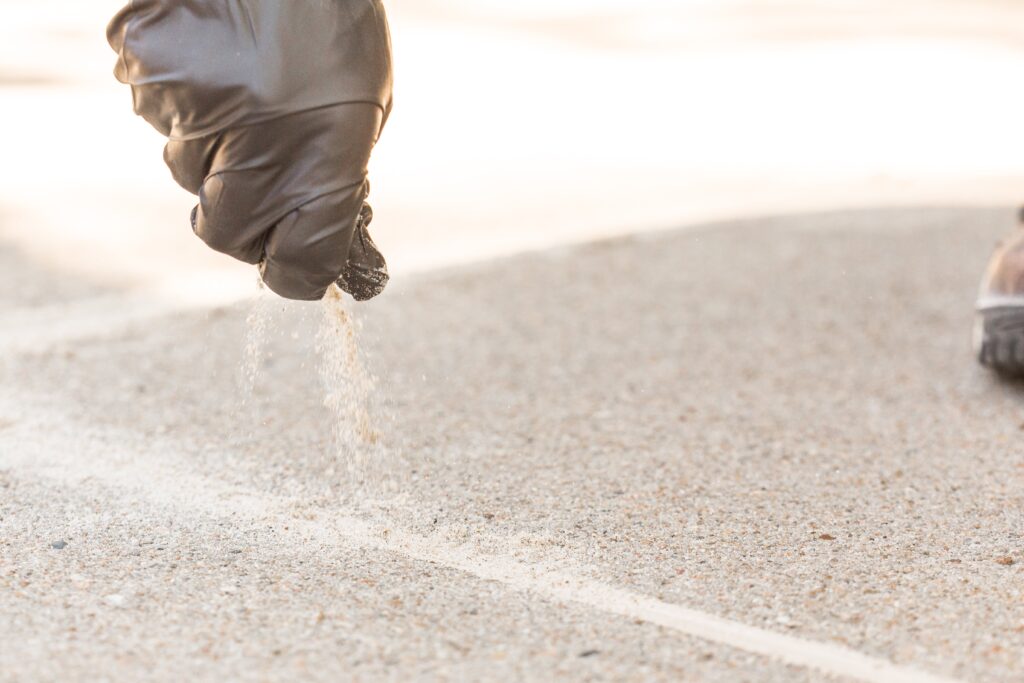 NexusPro Sealant in Concrete Driveway Repair NexusPro joint sealant with sand added for texture
