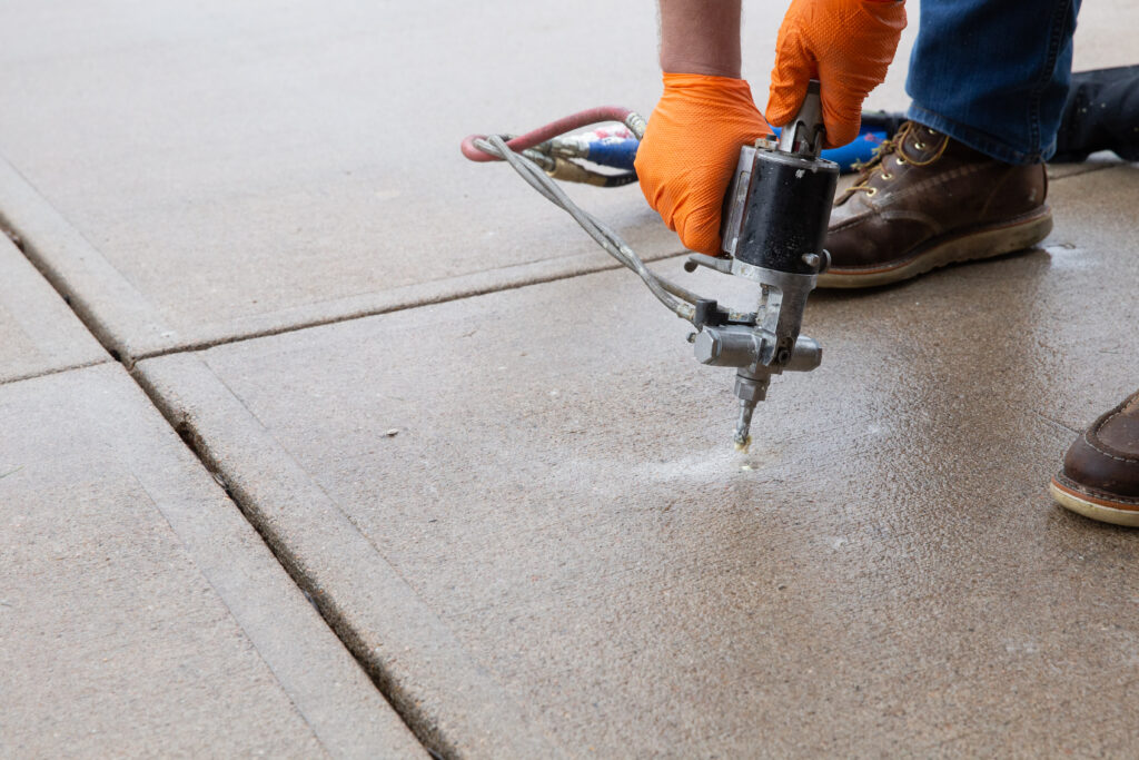 PolyLevel concrete lifting for a settled slab