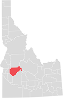 Map highlighting Idaho state in red